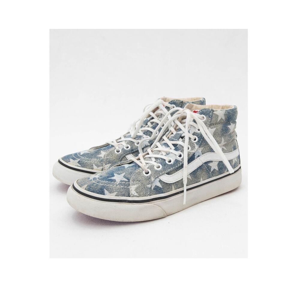 Vans SK8-Hi Tapered Denim Destroy Star Print Sneaker Size Women's 5.5 Men's 4